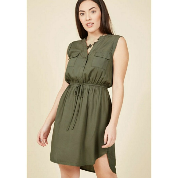 Modcloth Dresses & Skirts - Woods in the Wise Shirt Dress in Olive